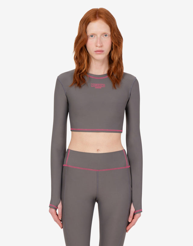 Top sportivo in tessuto tecnico Grigio Moschino 1