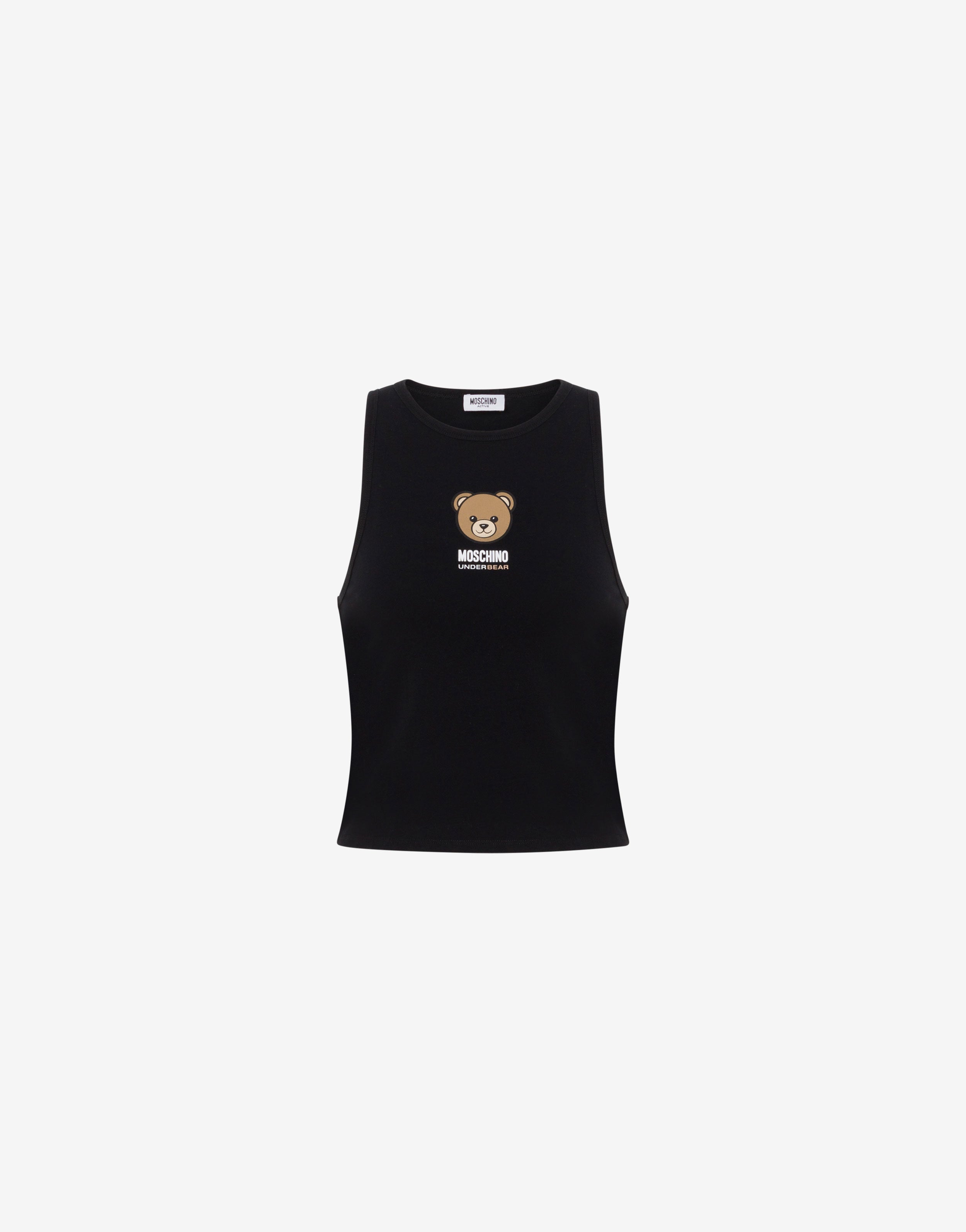 Top de jersey de algodón elástico con estampado Moschino Teddy Bear
