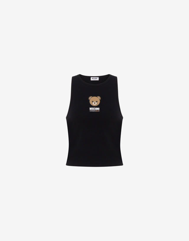 Moschino Teddy Bear Stretch Cotton Jersey Top Black Moschino 0