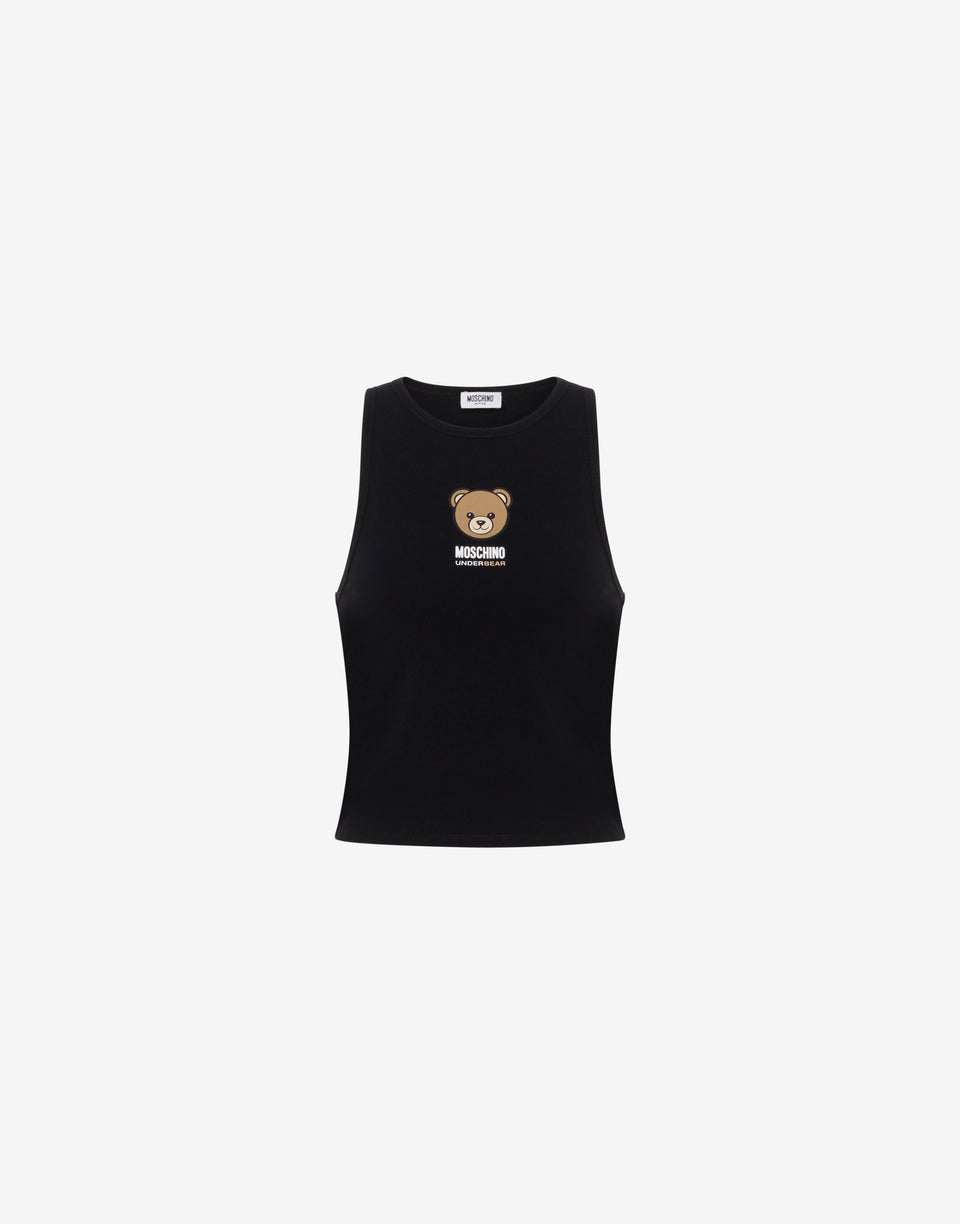 Top de jersey de algodón elástico con estampado Moschino Teddy Bear Negro Moschino 0