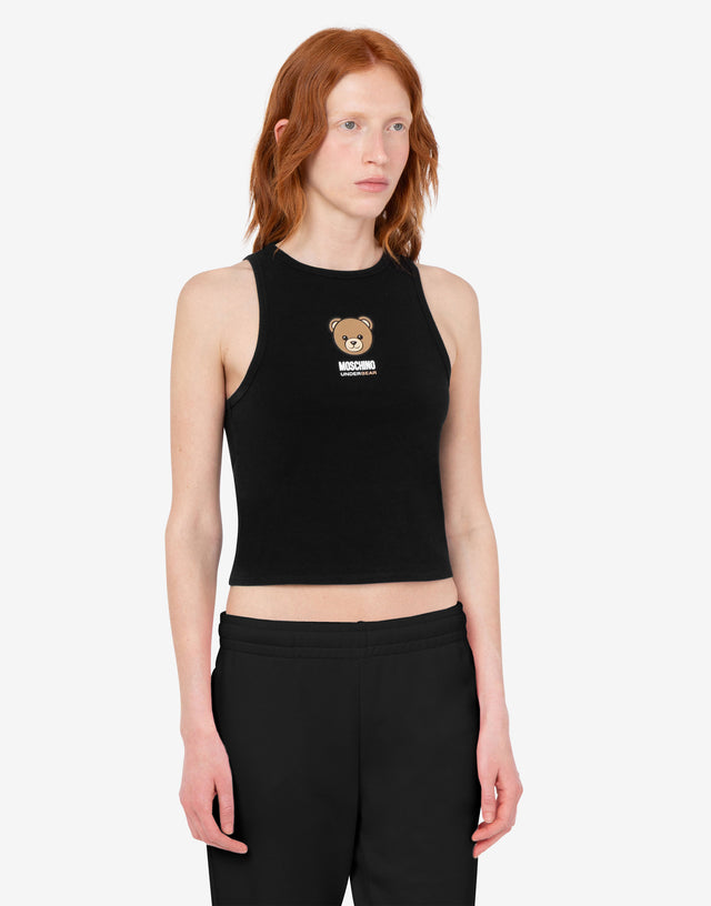 Moschino Teddy Bear Stretch Cotton Jersey Top Black Moschino 1