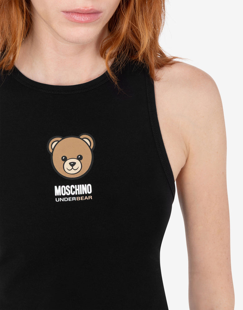 Top de jersey de algodón elástico con estampado Moschino Teddy Bear Negro Moschino 3