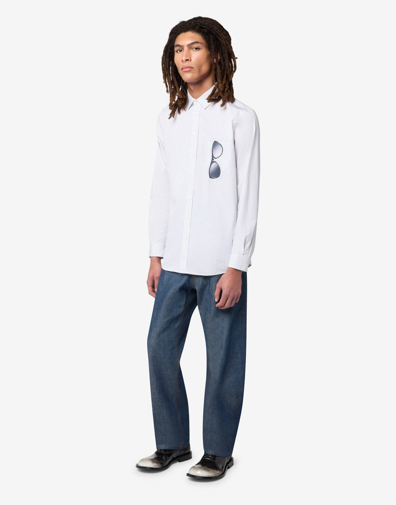 Printed cotton poplin shirt White Moschino 3