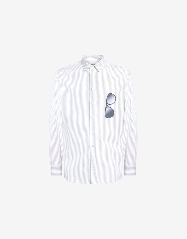 Printed cotton poplin shirt White Moschino 4