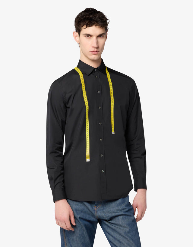 Printed cotton poplin shirt Black Moschino 0