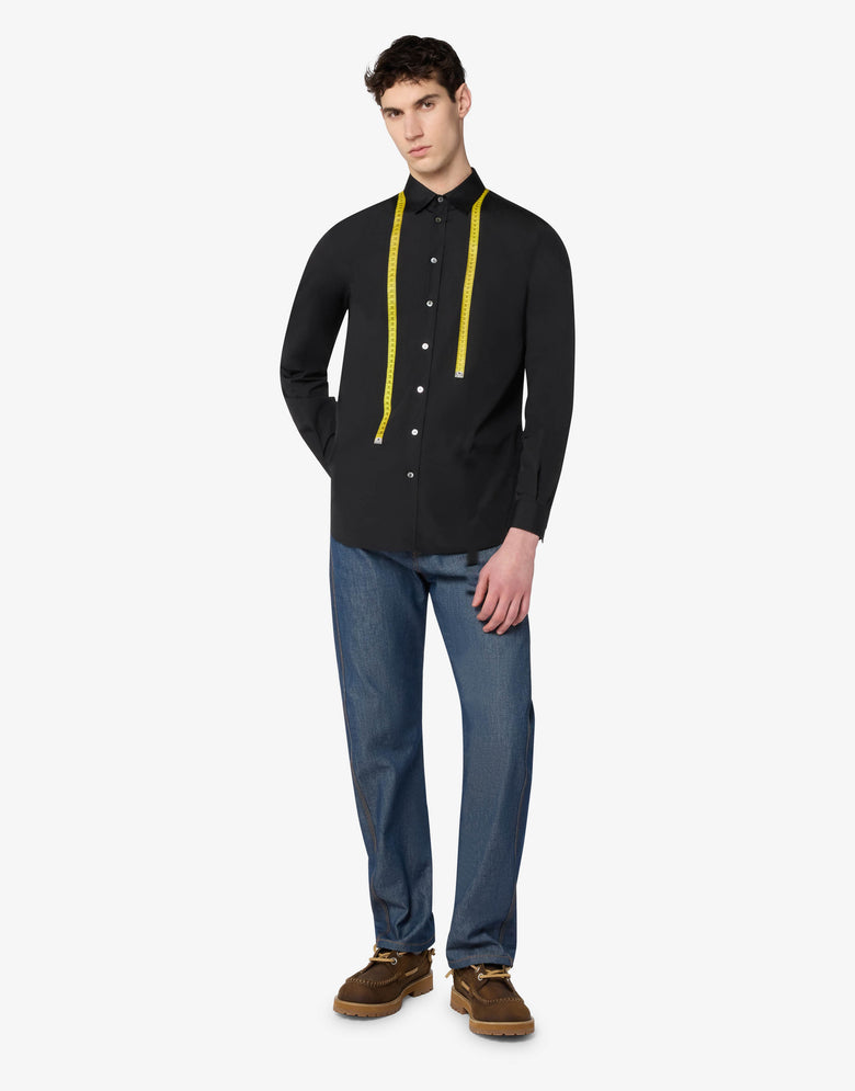 Chemise en popeline de coton imprimée Noir Moschino 3