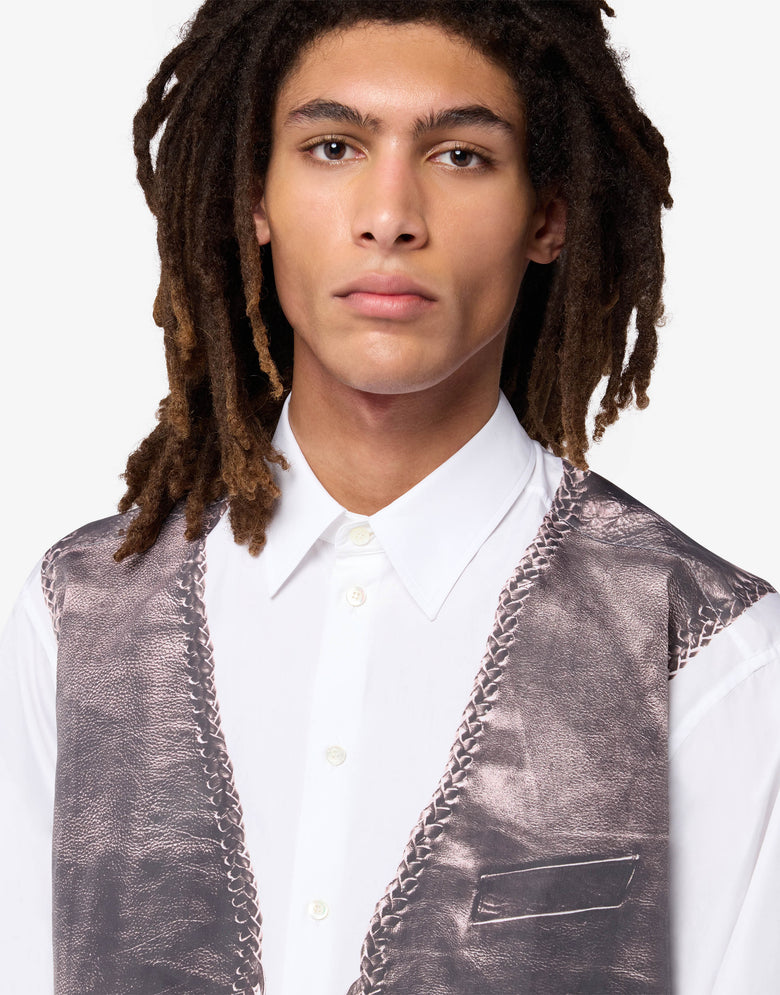 Chemise en popeline de coton imprimée Blanc Moschino 2
