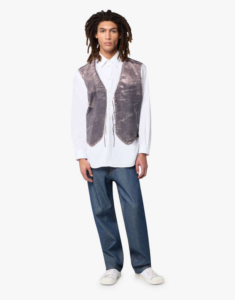 Chemise en popeline de coton imprimée Blanc Moschino 3
