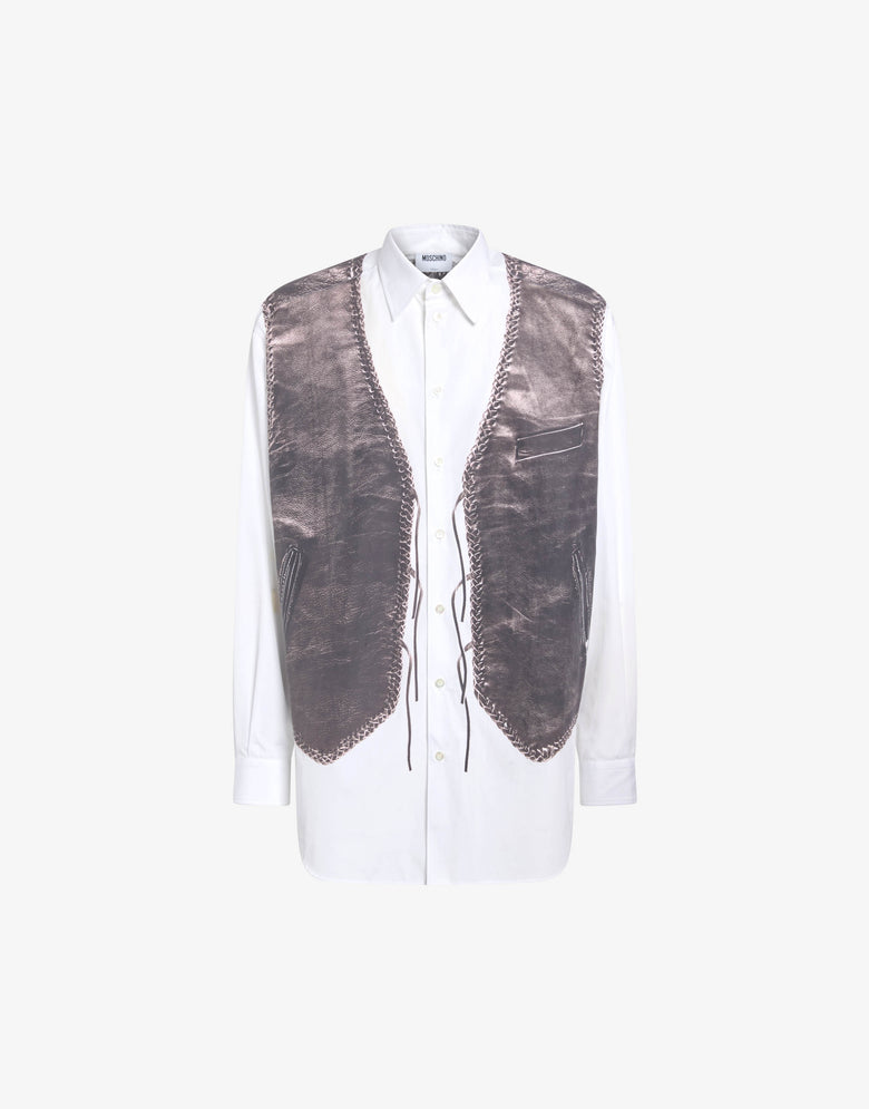 Chemise en popeline de coton imprimée Blanc Moschino 4