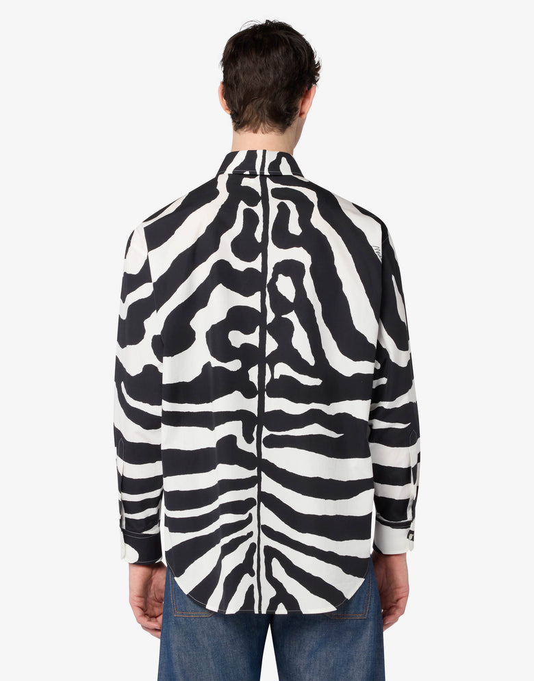 Bedrucktes Hemd aus Baumwollpopeline Weiß Moschino 1