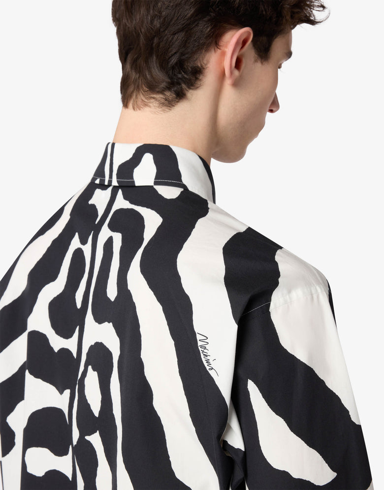 Bedrucktes Hemd aus Baumwollpopeline Weiß Moschino 2