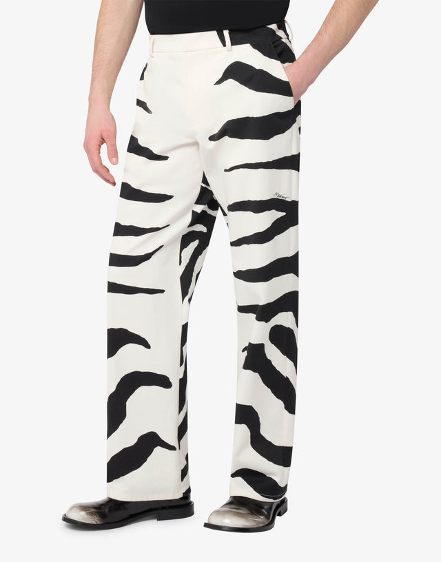 Heavyweight printed cotton pants White Moschino 0