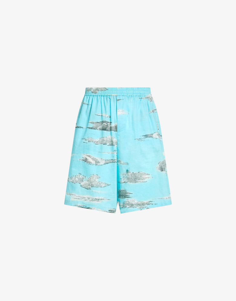 Archive Clouds Cotton Poplin Bermuda Shorts Turquoise Moschino 4