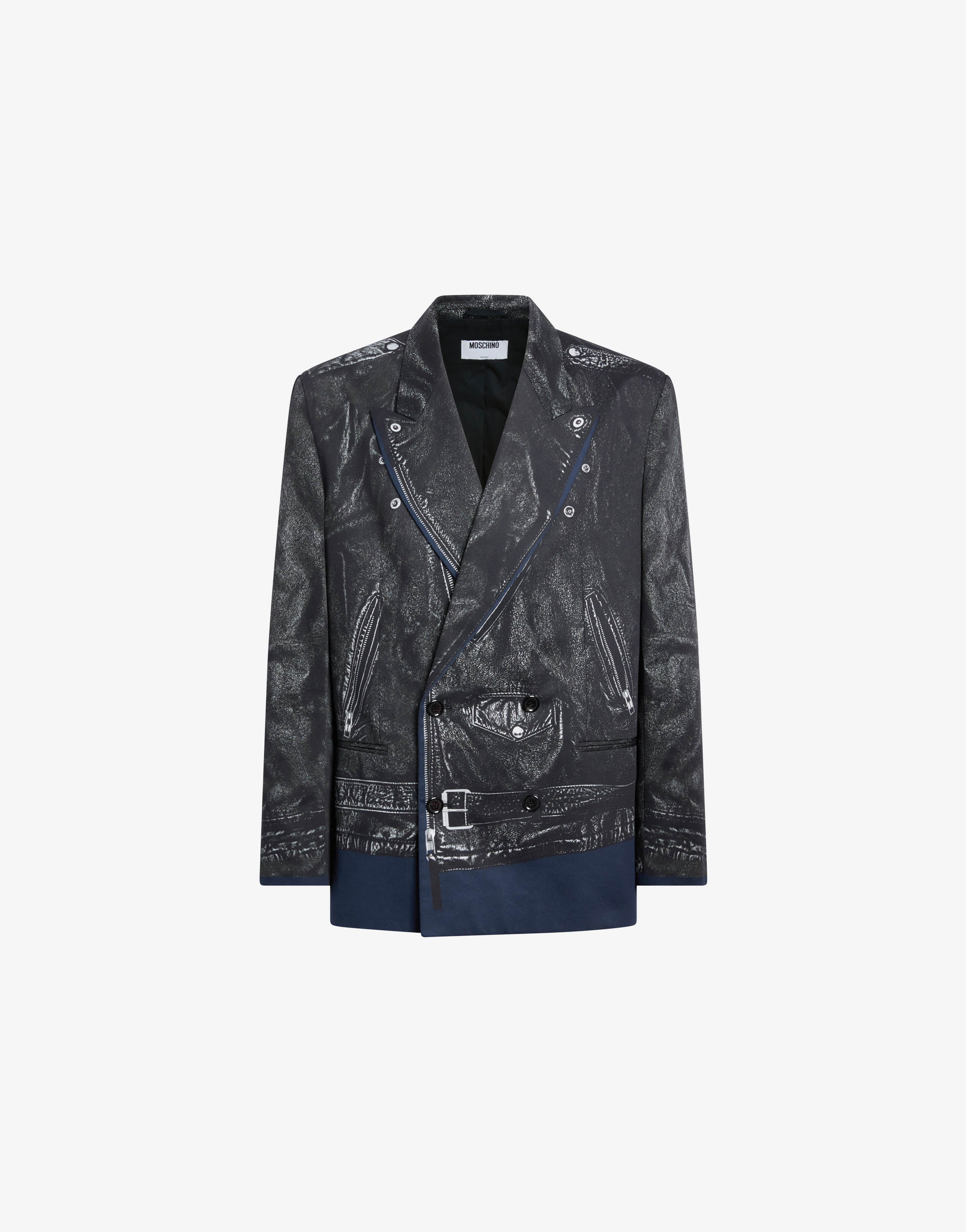 Printed double-breasted cotton drill jacket | Moschino