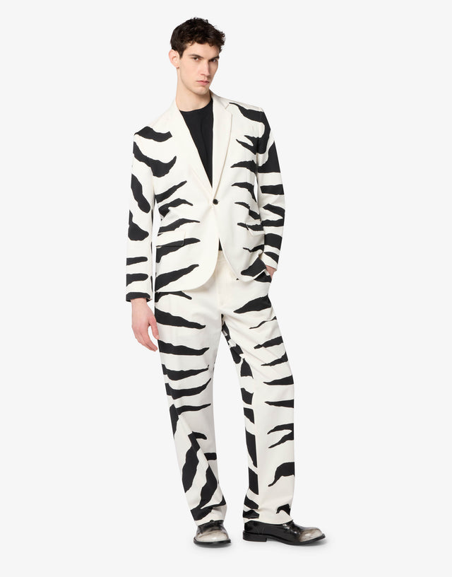 Heavyweight printed cotton jacket White Moschino 0