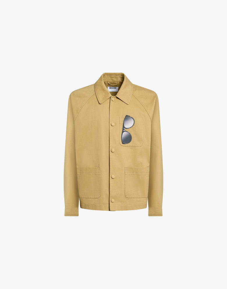 Bedruckte Jacke aus Baumwollgabardine Beige Moschino 3