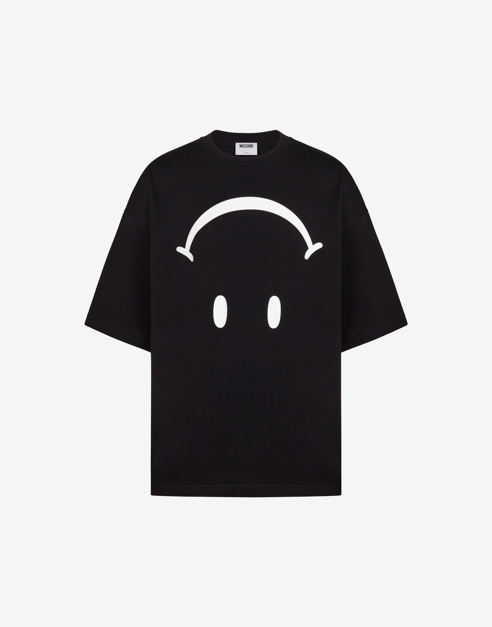 黄色棉质平纹针织T恤，印有反向Smiley®图案 黑色 Moschino 0
