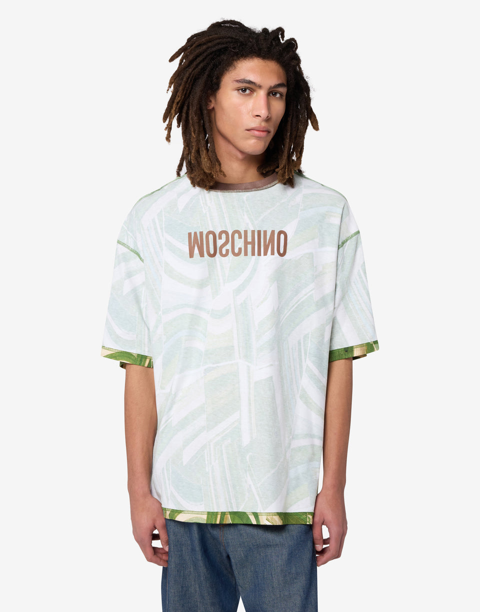 T-shirt en jersey de coton imprimé Blanc Moschino 0