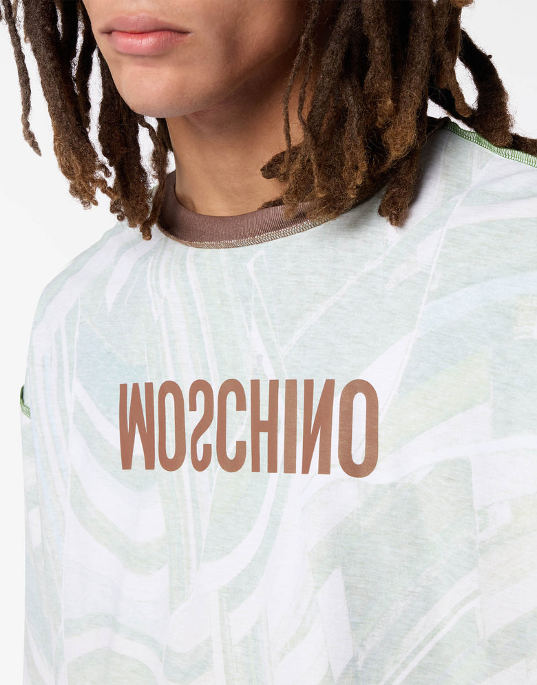 T-shirt en jersey de coton imprimé Blanc Moschino 2