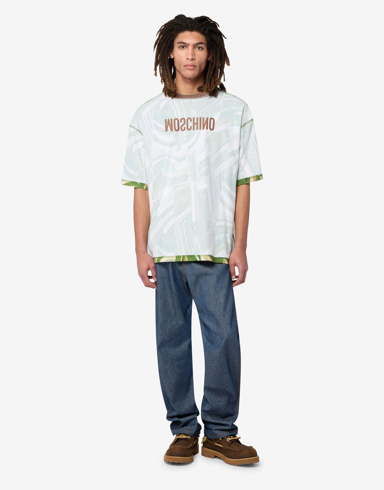 T-shirt en jersey de coton imprimé Blanc Moschino 3