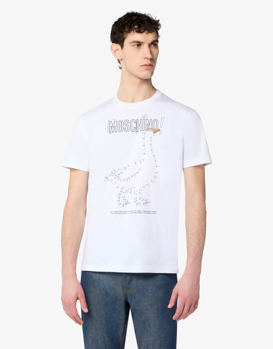 T-shirt en jersey de coton Goose Blanc Moschino 0