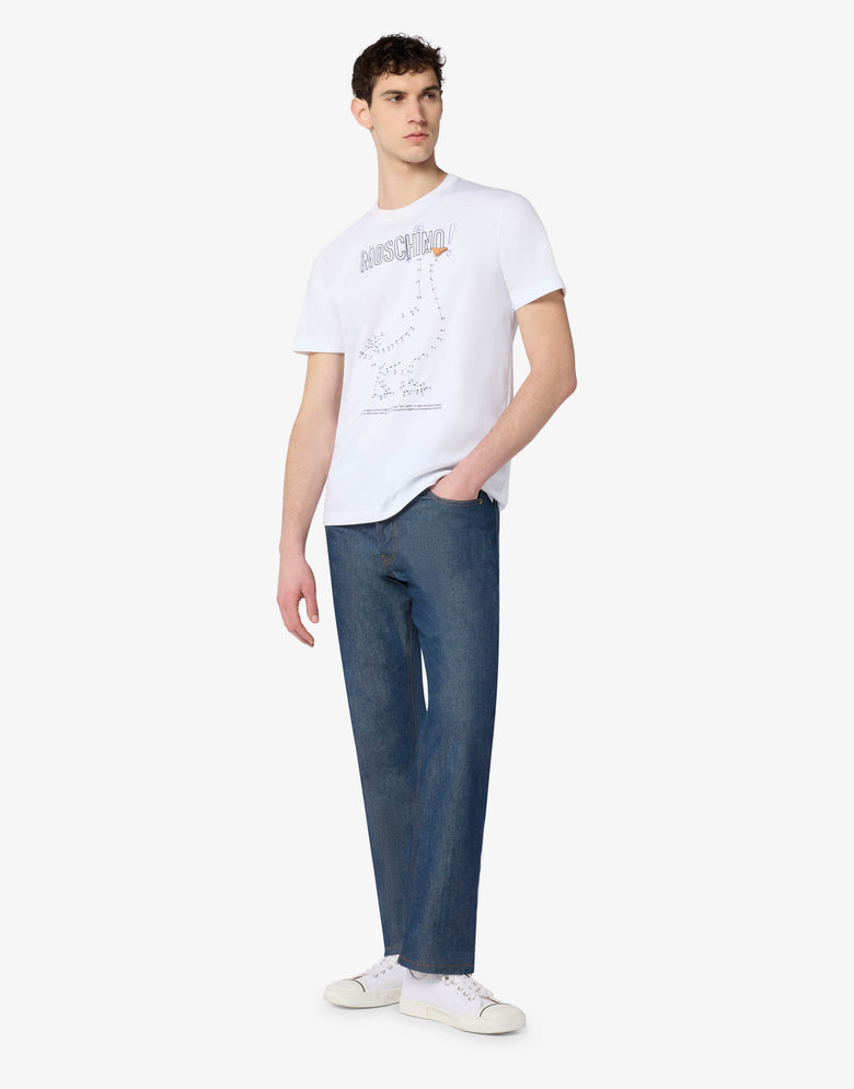 T-shirt en jersey de coton Goose Blanc Moschino 3