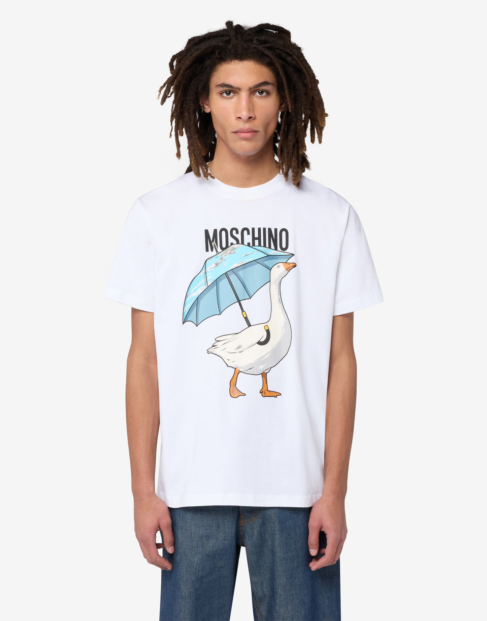 T-shirt en jersey de coton Goose Blanc Moschino 0