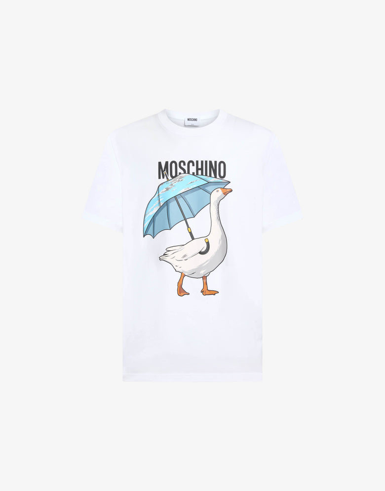 T-shirt en jersey de coton Goose Blanc Moschino 4