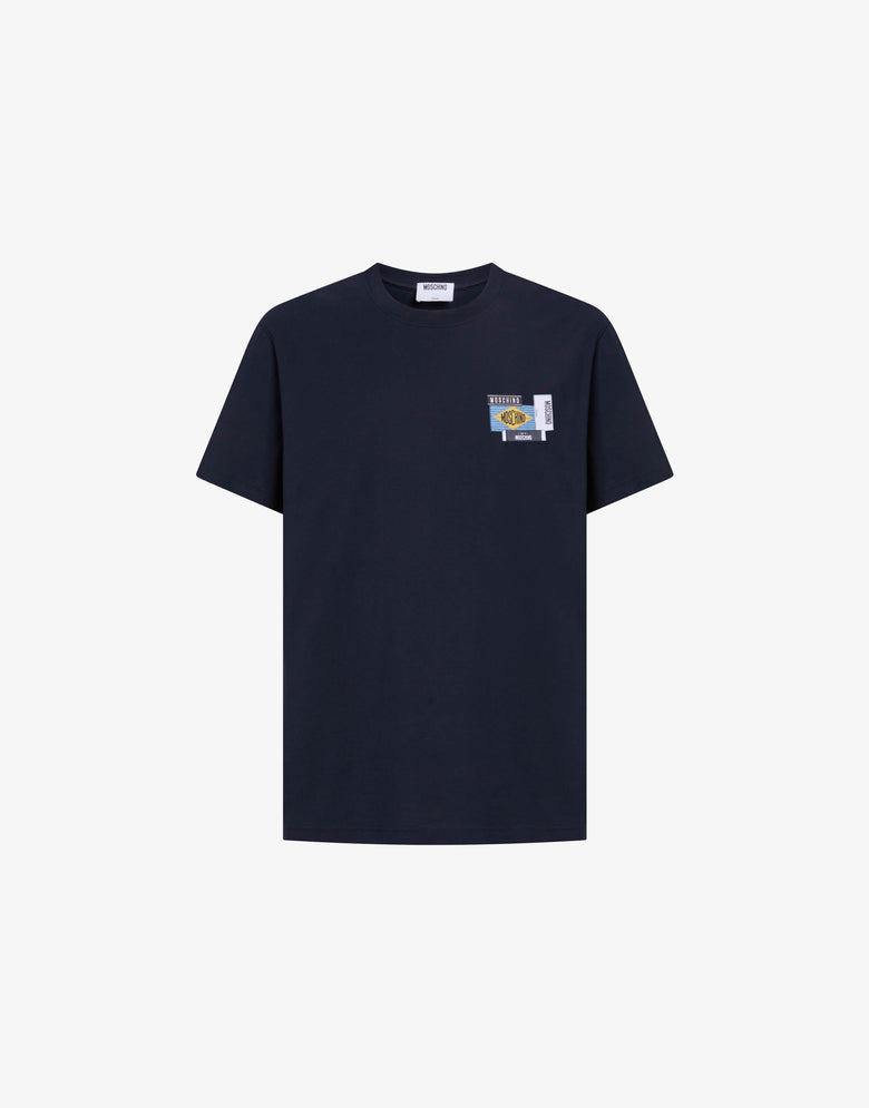 Camiseta de jersey de algodón bordada Azul Moschino 4