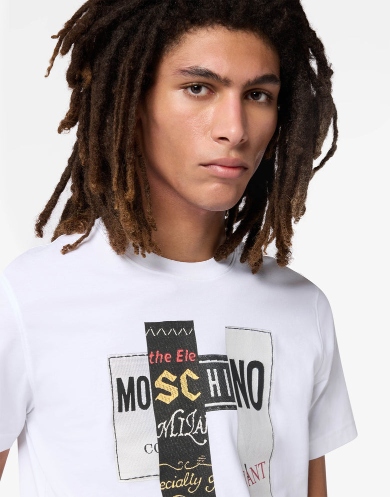 Bedrucktes T-Shirt aus Baumwolljersey Weiß Moschino 2