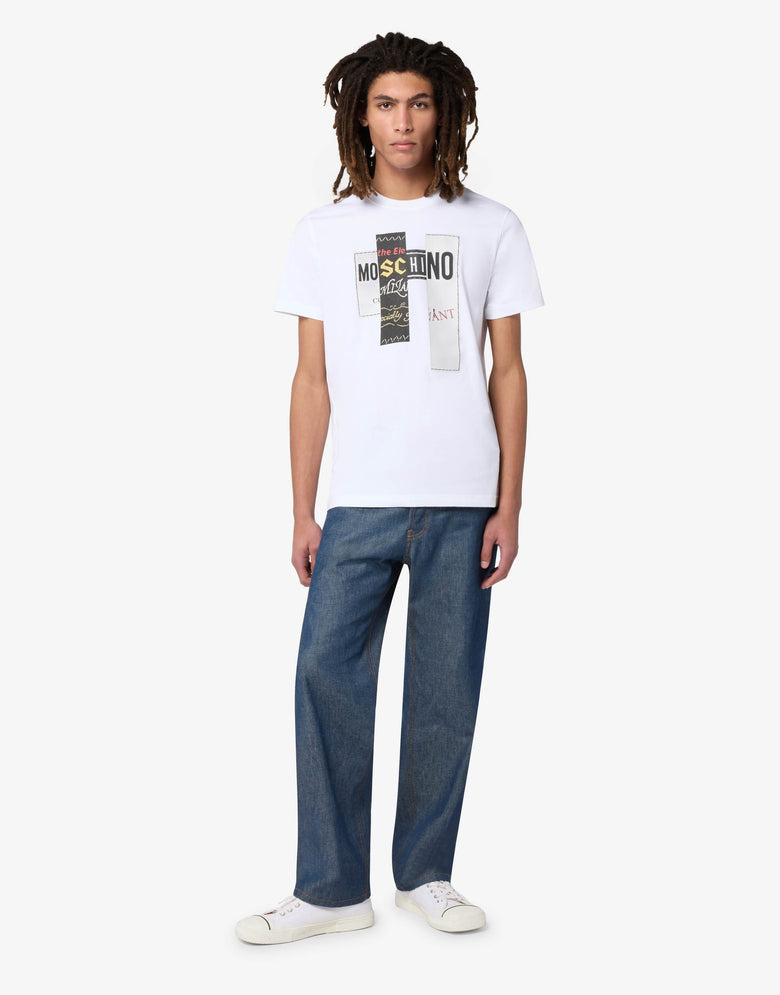 Bedrucktes T-Shirt aus Baumwolljersey Weiß Moschino 3