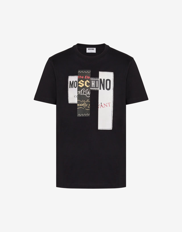 Printed cotton jersey T-shirt Black Moschino 0