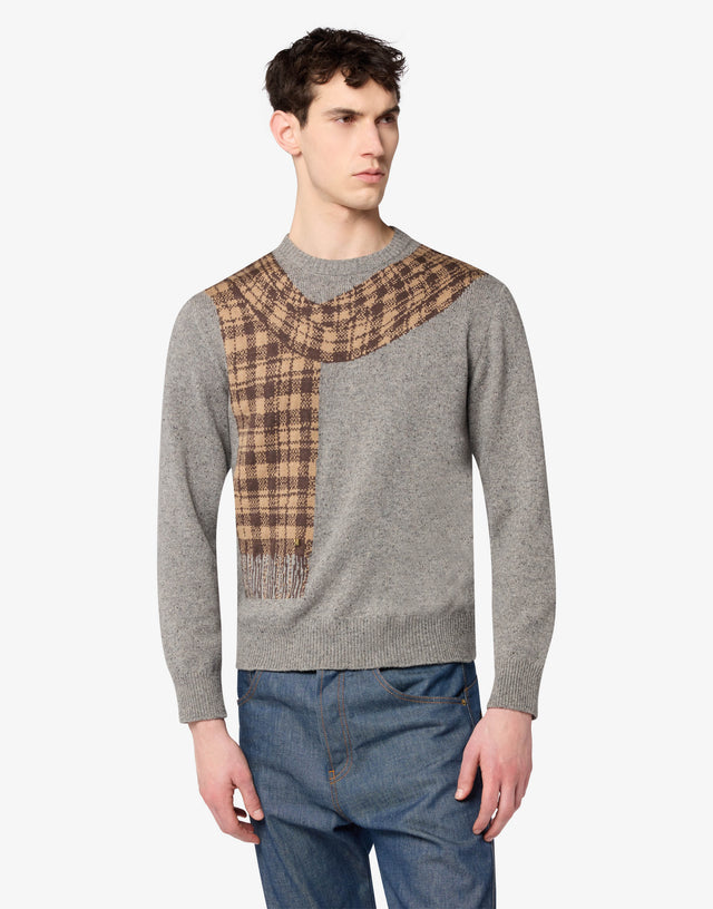 Inlaid wool-and-silk blend pullover Grey Moschino 0