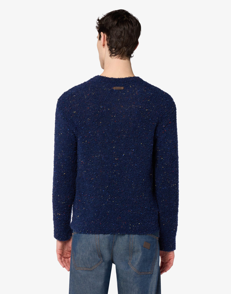 Pull en laine bouclée mélangée Moschino Teddy Bear Bleu Moschino 1