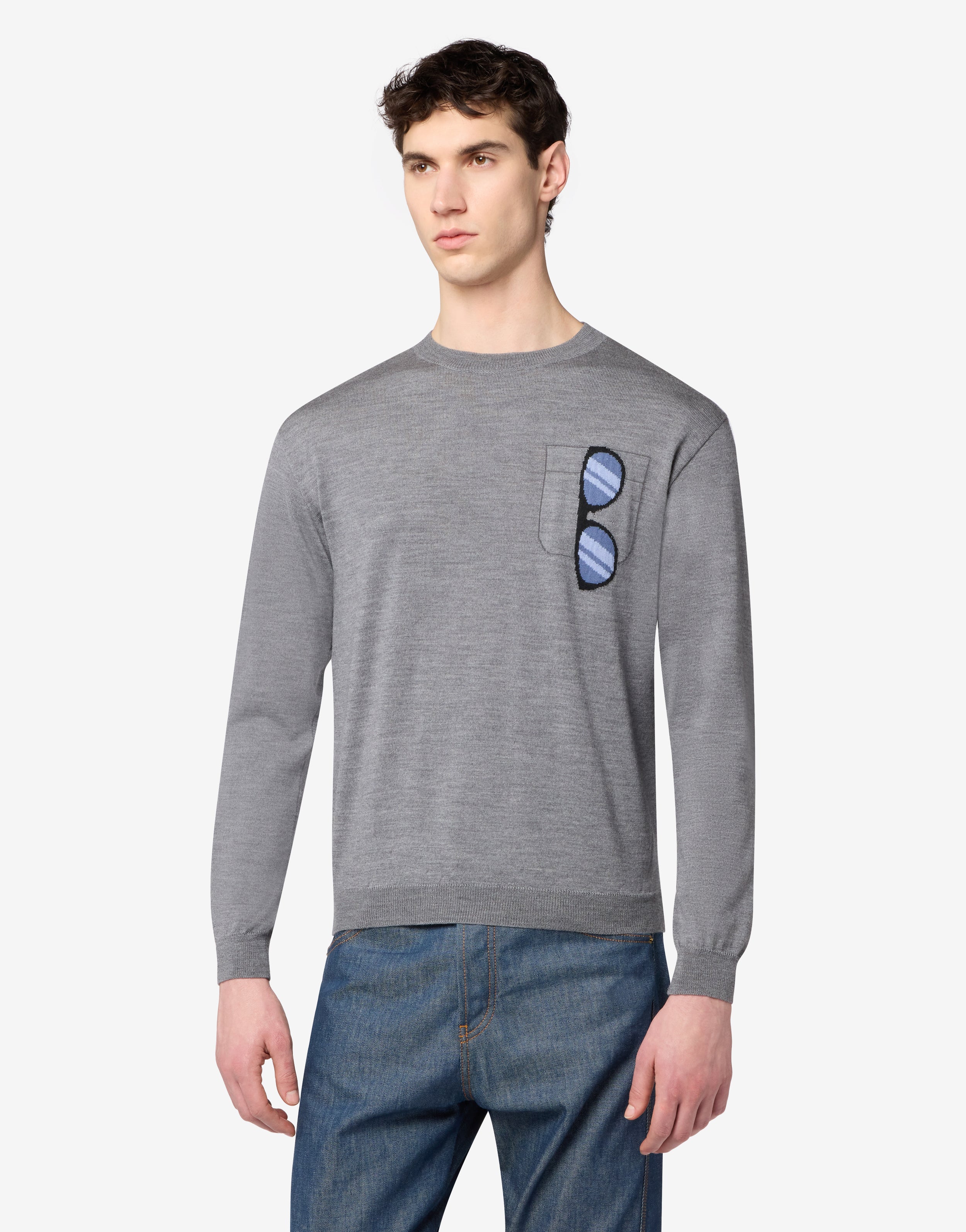 Extra-fine merino wool intarsia sweater