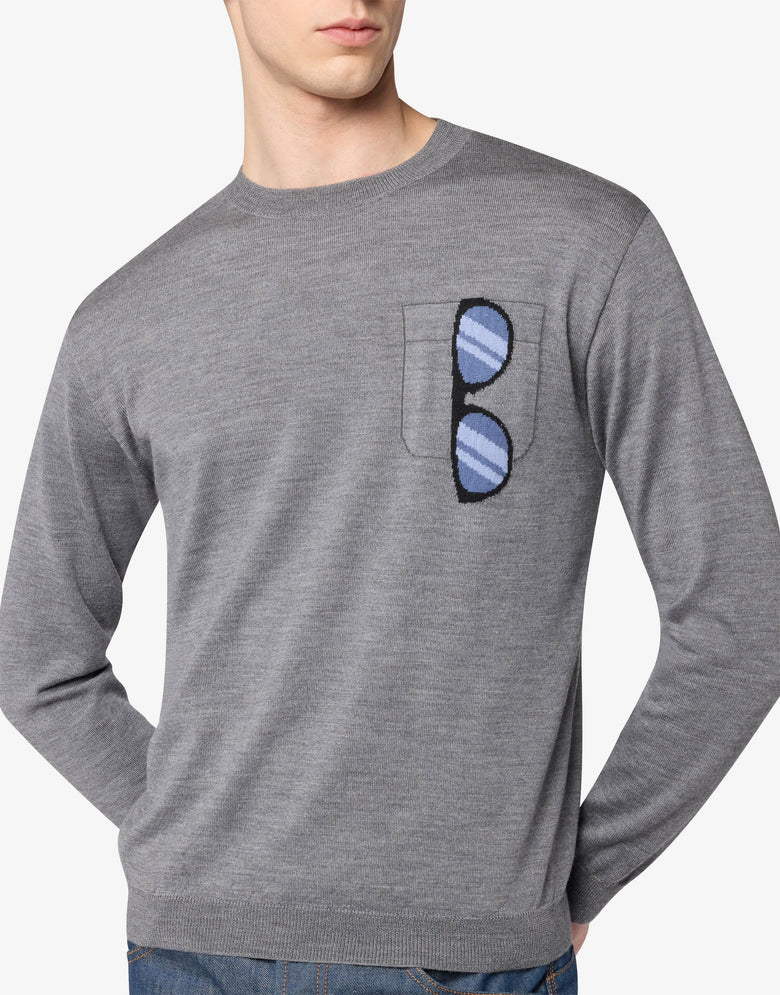 Extra-fine merino wool intarsia sweater Grey Moschino 2