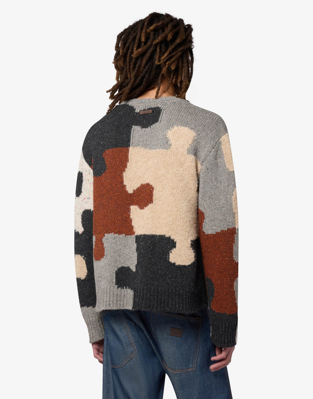 Inlaid wool-and-silk blend pullover Multicoloured Moschino 1
