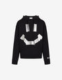 Sweat-shirt noir en coton biologique avec imprimé Smiley® en trompe-l'œil effet ruban adhésif 