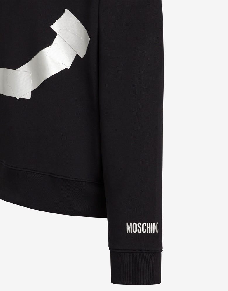 Sweat-shirt noir en coton biologique avec imprimé Smiley® en trompe-l'œil effet ruban adhésif  Noir Moschino 2