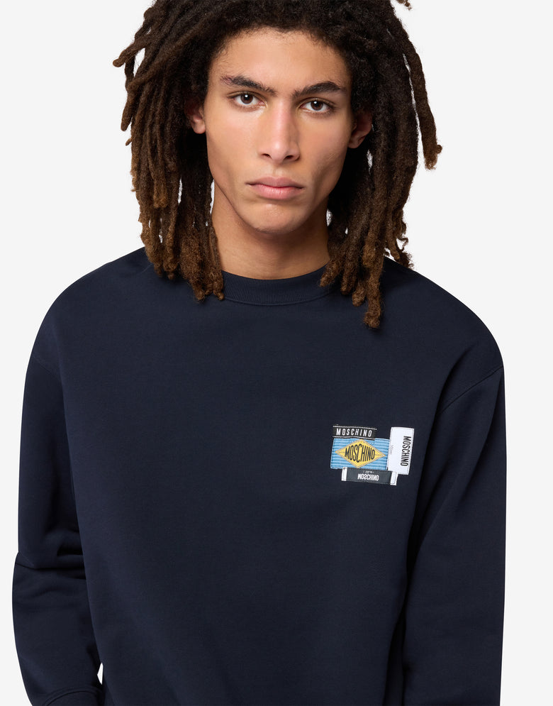 Sweat-shirt en coton brodé Bleu Moschino 2
