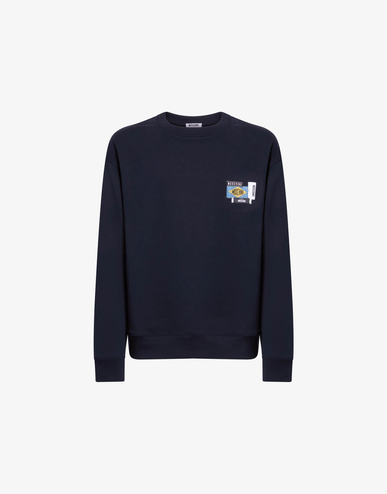 Sweat-shirt en coton brodé Bleu Moschino 4