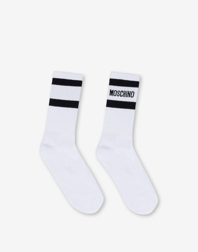 Calzini bianchi in spugna con logo Bianco Moschino 0