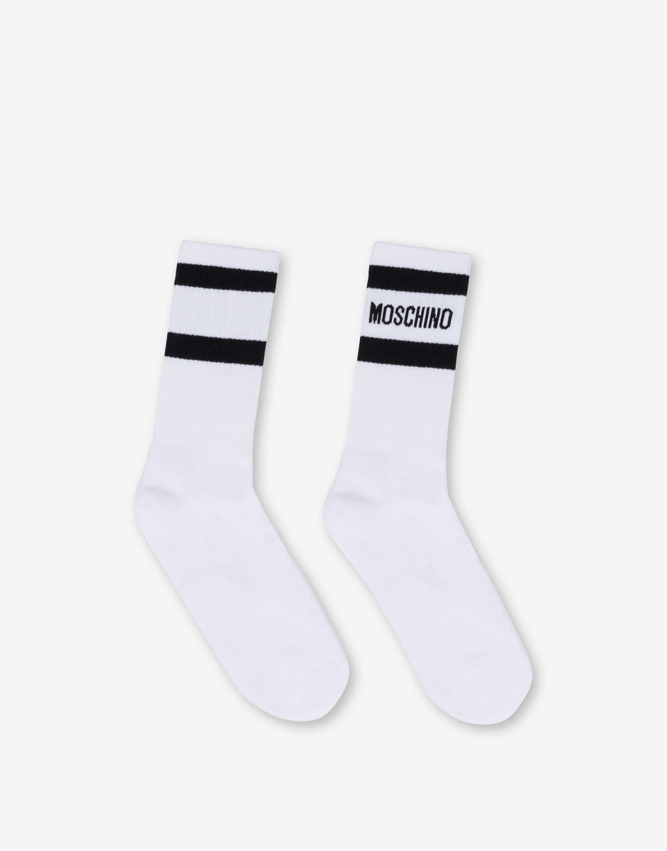 Chaussettes blanches en éponge avec logo Blanc Moschino 0