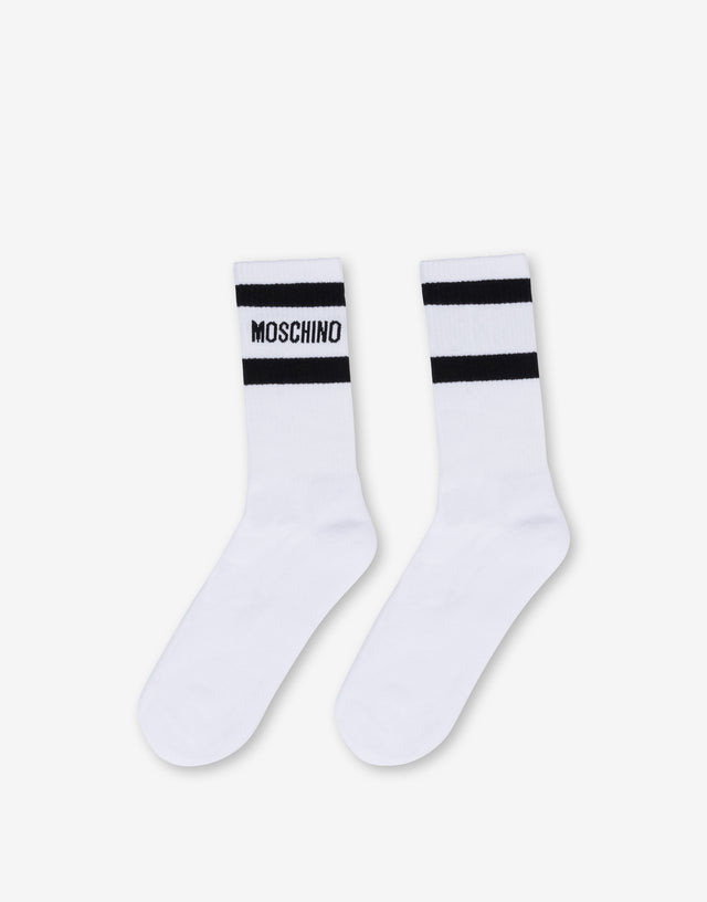 Calzini bianchi in spugna con logo Bianco Moschino 1