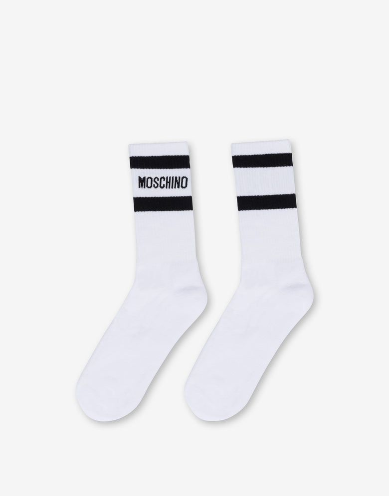 Chaussettes blanches en éponge avec logo Blanc Moschino 1