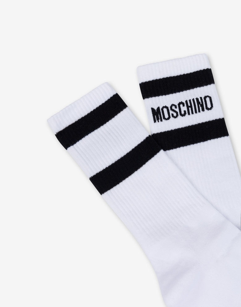 Chaussettes blanches en éponge avec logo Blanc Moschino 2