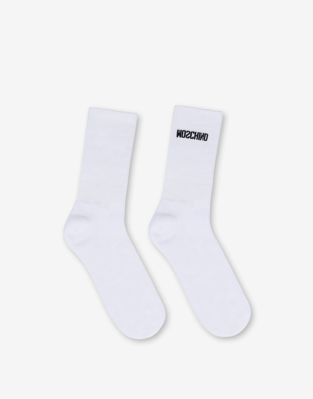White terry socks with logo White Moschino 0
