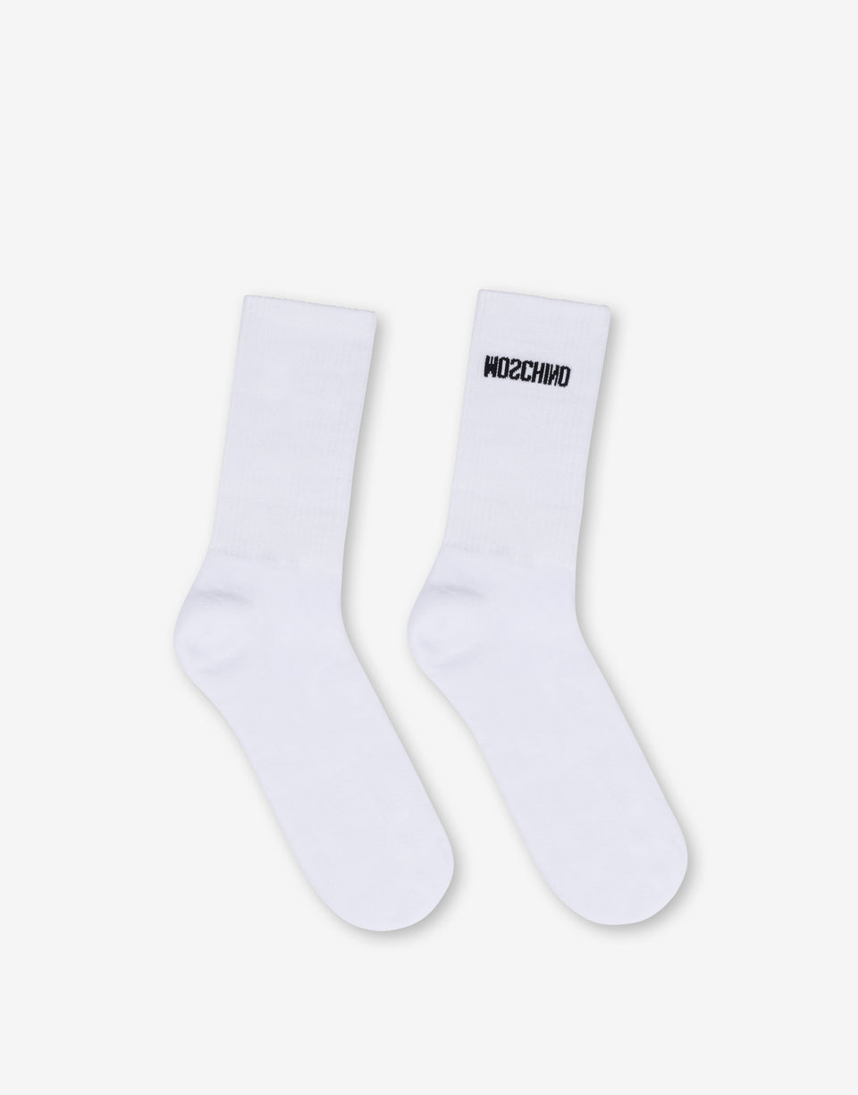 White terry socks with logo White Moschino 0