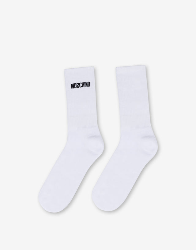 White terry socks with logo White Moschino 1