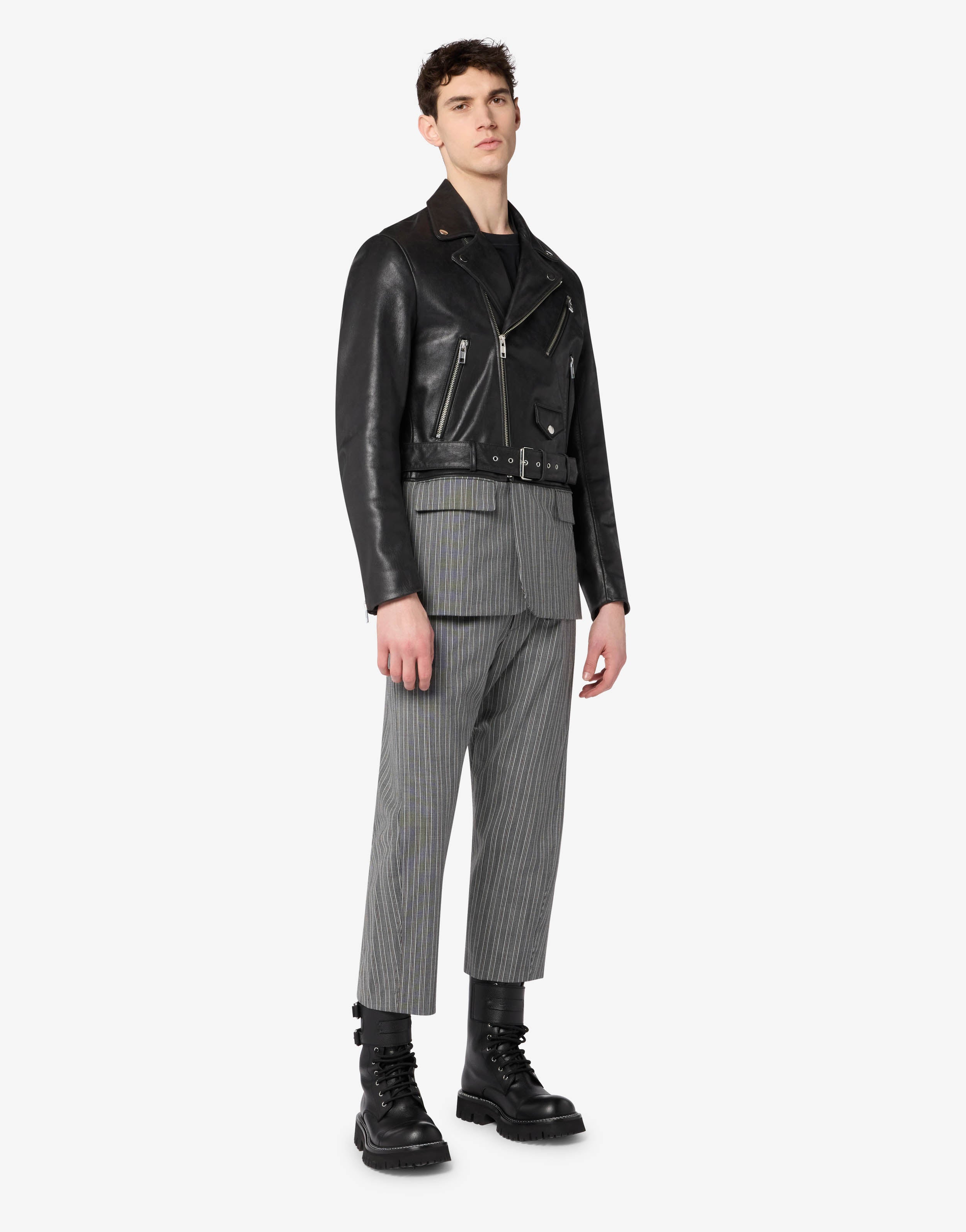 Unstructured nappa leather biker jacket